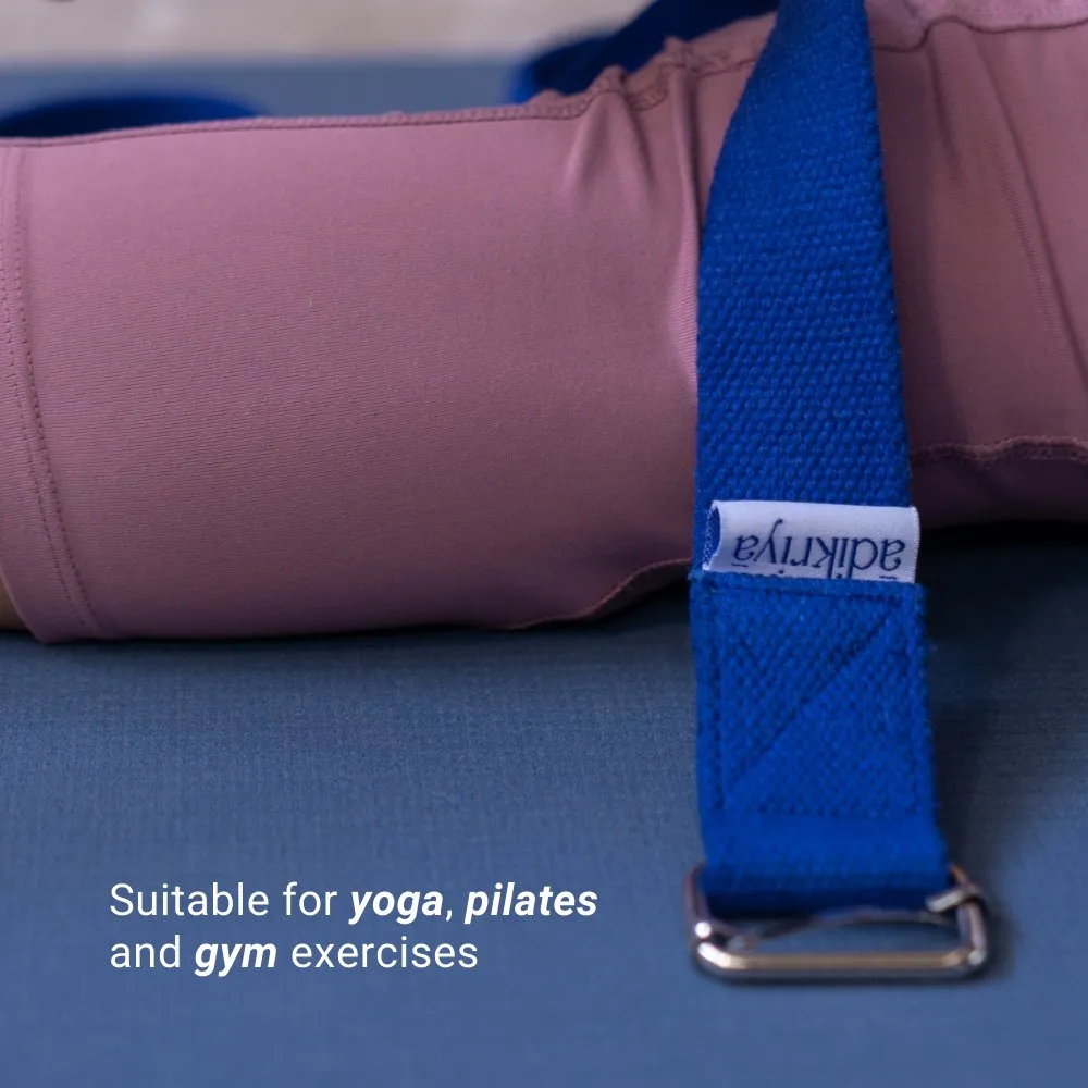 100% Cotton Yoga Strap Blue