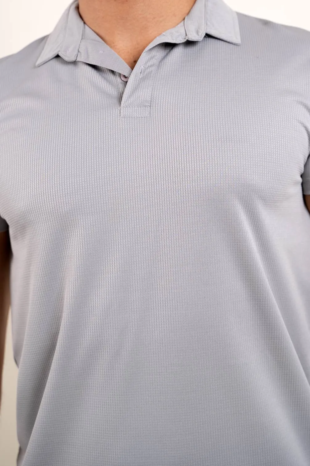 Active Light Gray Polo Tshirt  For Men