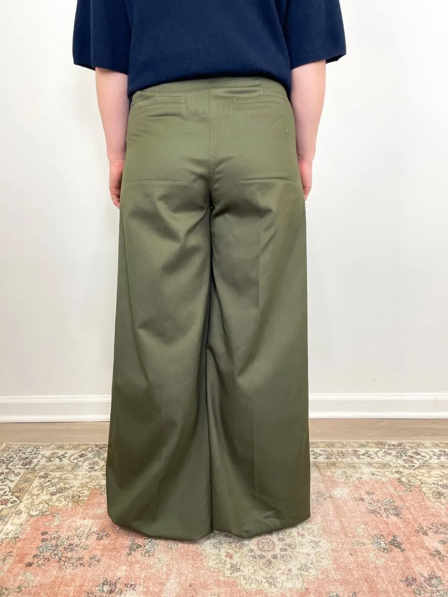 Argo Wide Leg Trouser in Olive