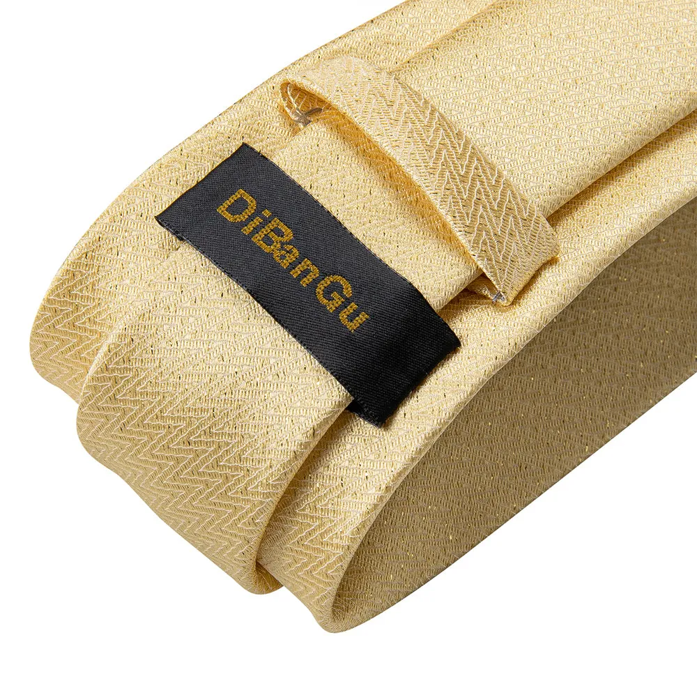 Beautiful Men's Golden Tie Pocket Square Cufflinks Set