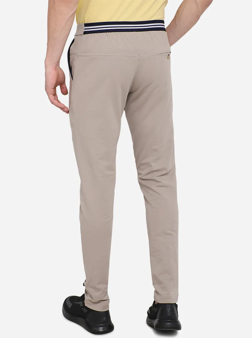 Beige Solid Slim Fit Track Pants | JadeBlue