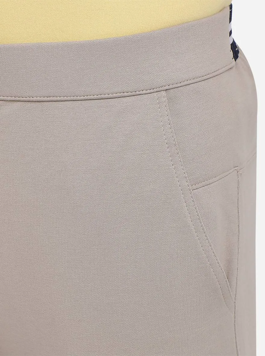 Beige Solid Slim Fit Track Pants | JadeBlue