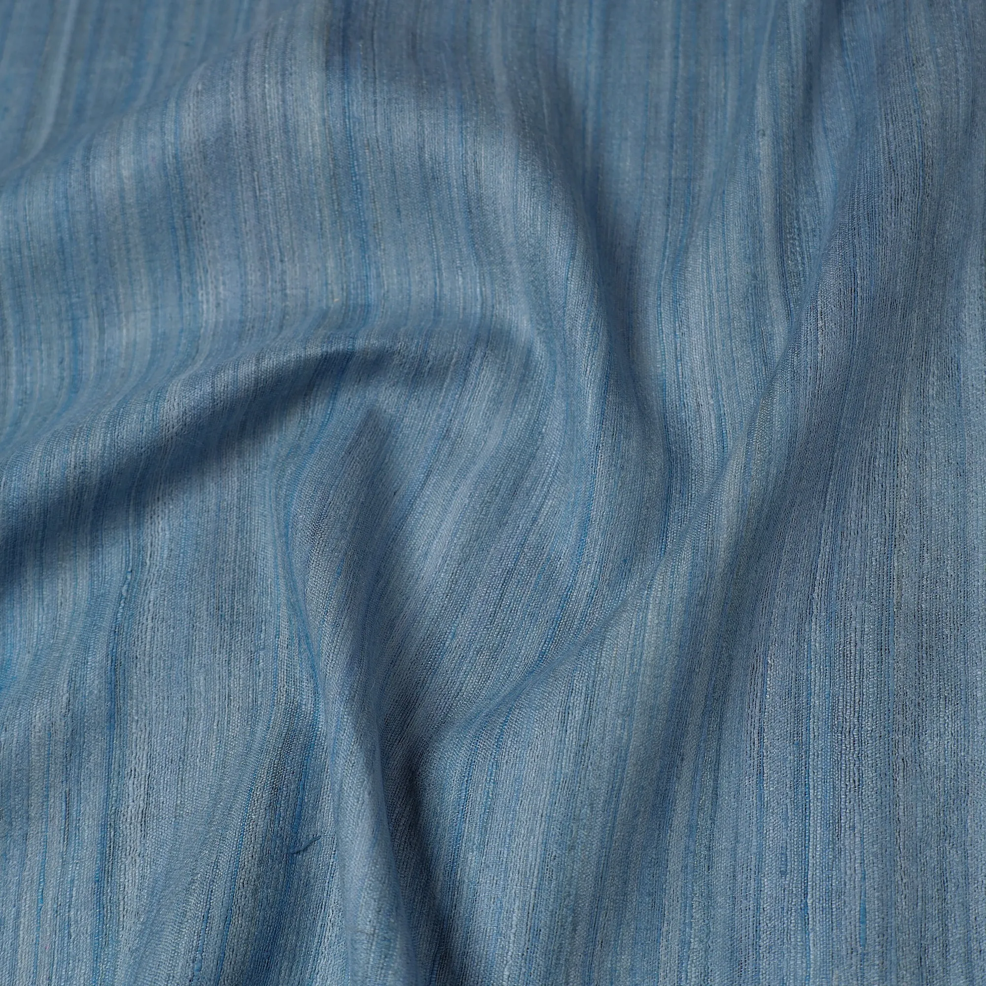 Blue - Bhagalpuri Handwoven Pure Desi Tussar Silk Fabric 11