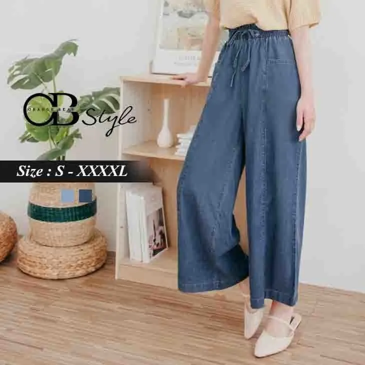 BOWKNOT TIED OPEN ELASTIC PANTS