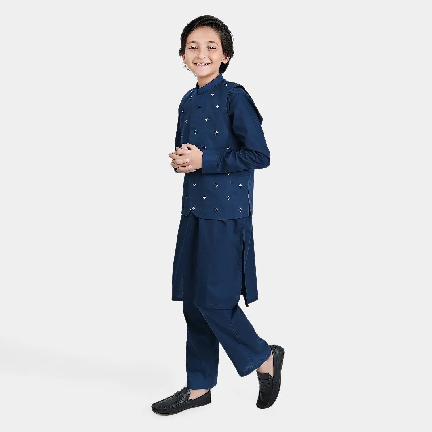 Boys Cotton Poplin 3 Piece Suit (Chin Funk)-T/Blue