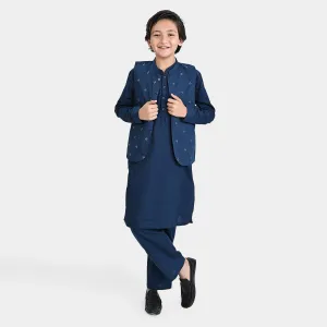 Boys Cotton Poplin 3 Piece Suit (Chin Funk)-T/Blue