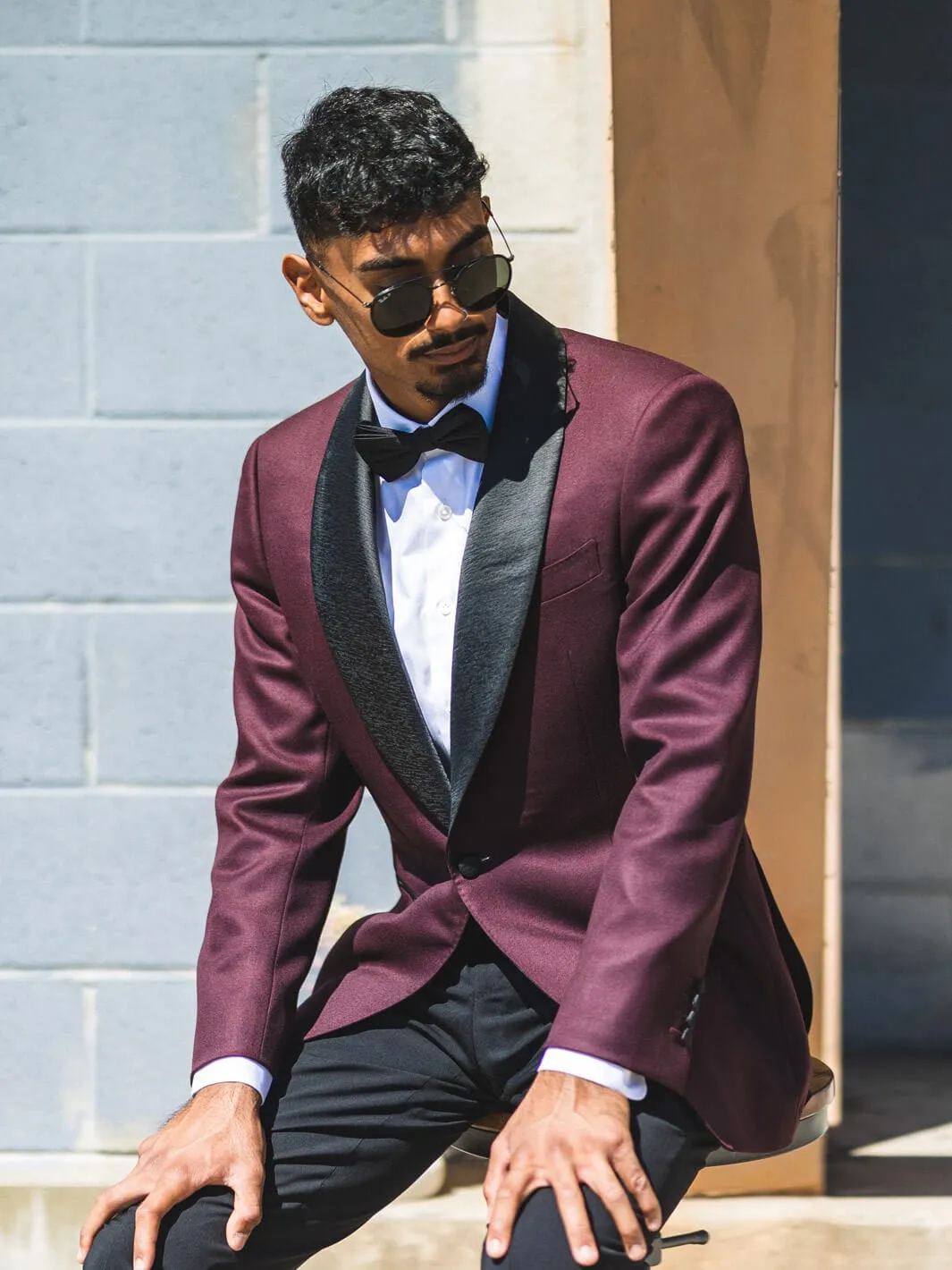 Burgundy Shawl Tuxedo Jacket