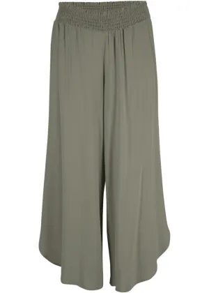 Calf-length culottes with a comfortable all-around belt Bpc Bonprix Collection, green