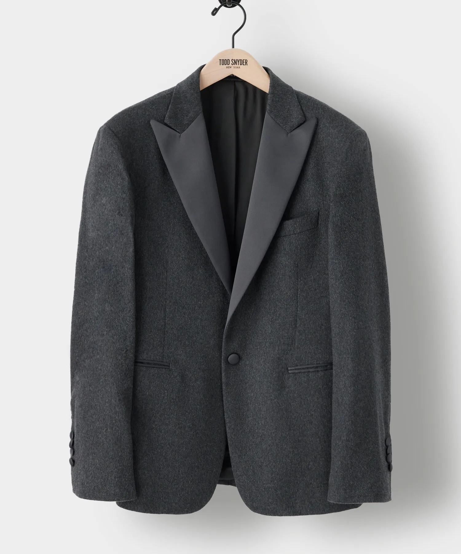 Cashmere Peak Lapel Tuxedo Jacket in Grey