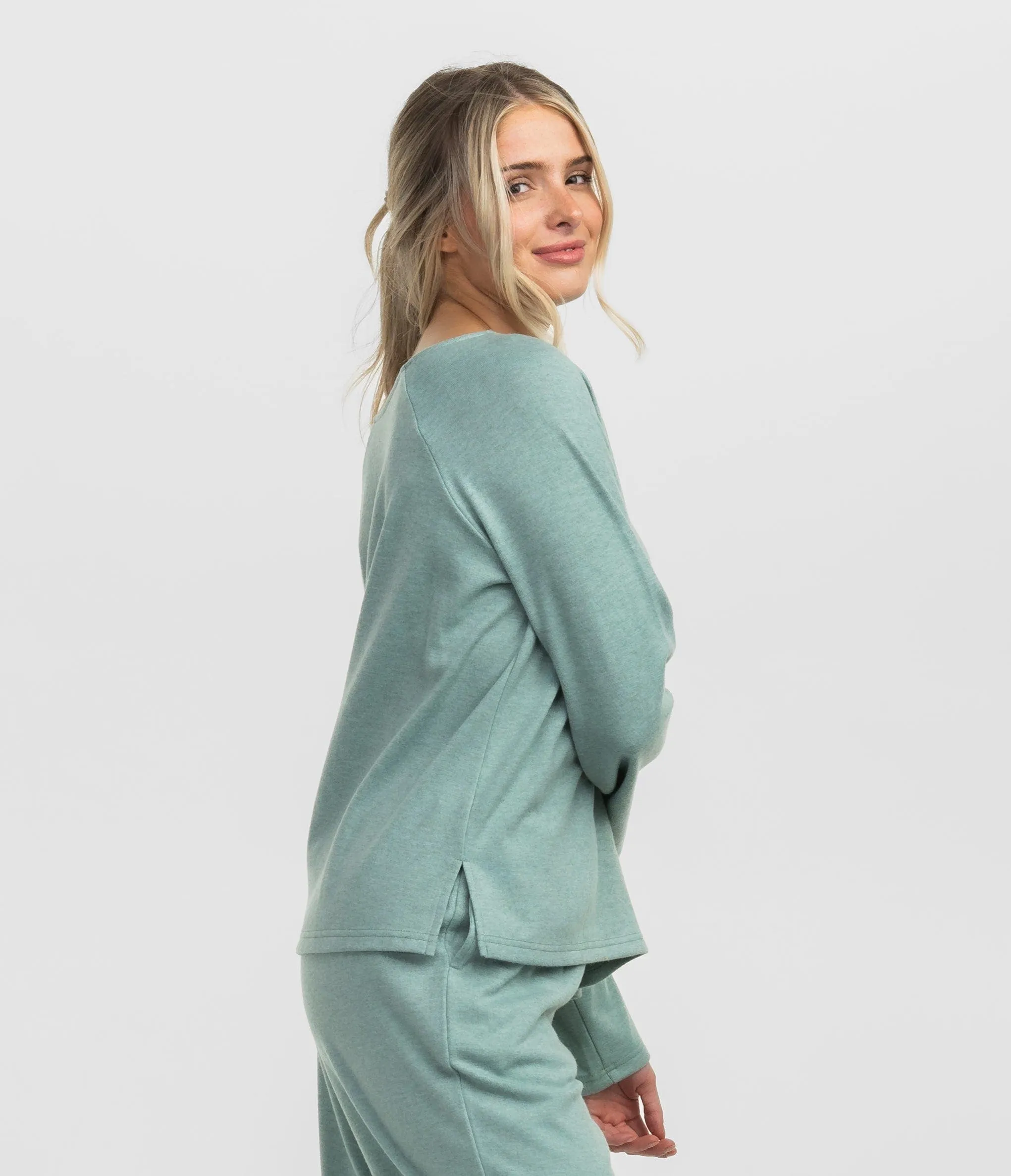 Cozy Cloud Boatneck Top - Cool Mint