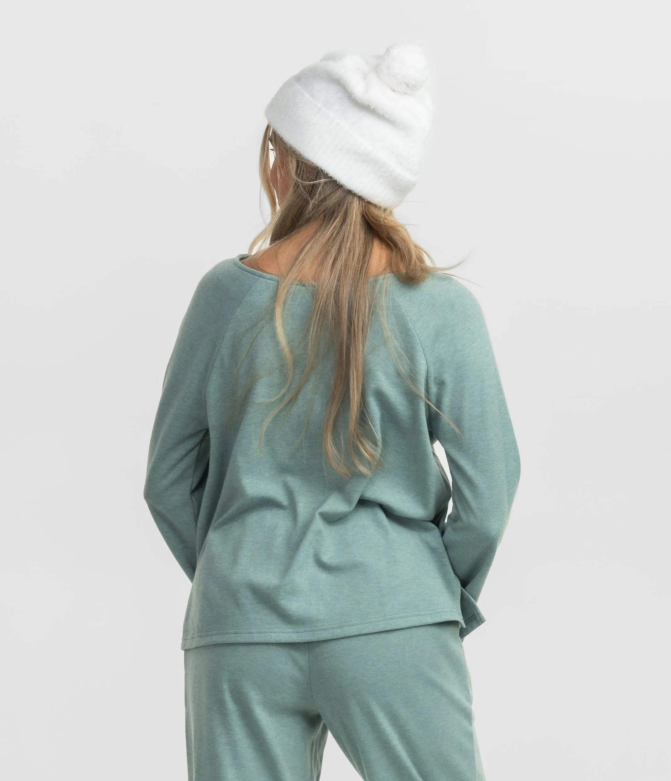 Cozy Cloud Boatneck Top - Cool Mint