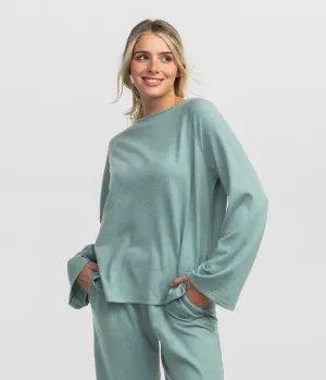 Cozy Cloud Boatneck Top - Cool Mint