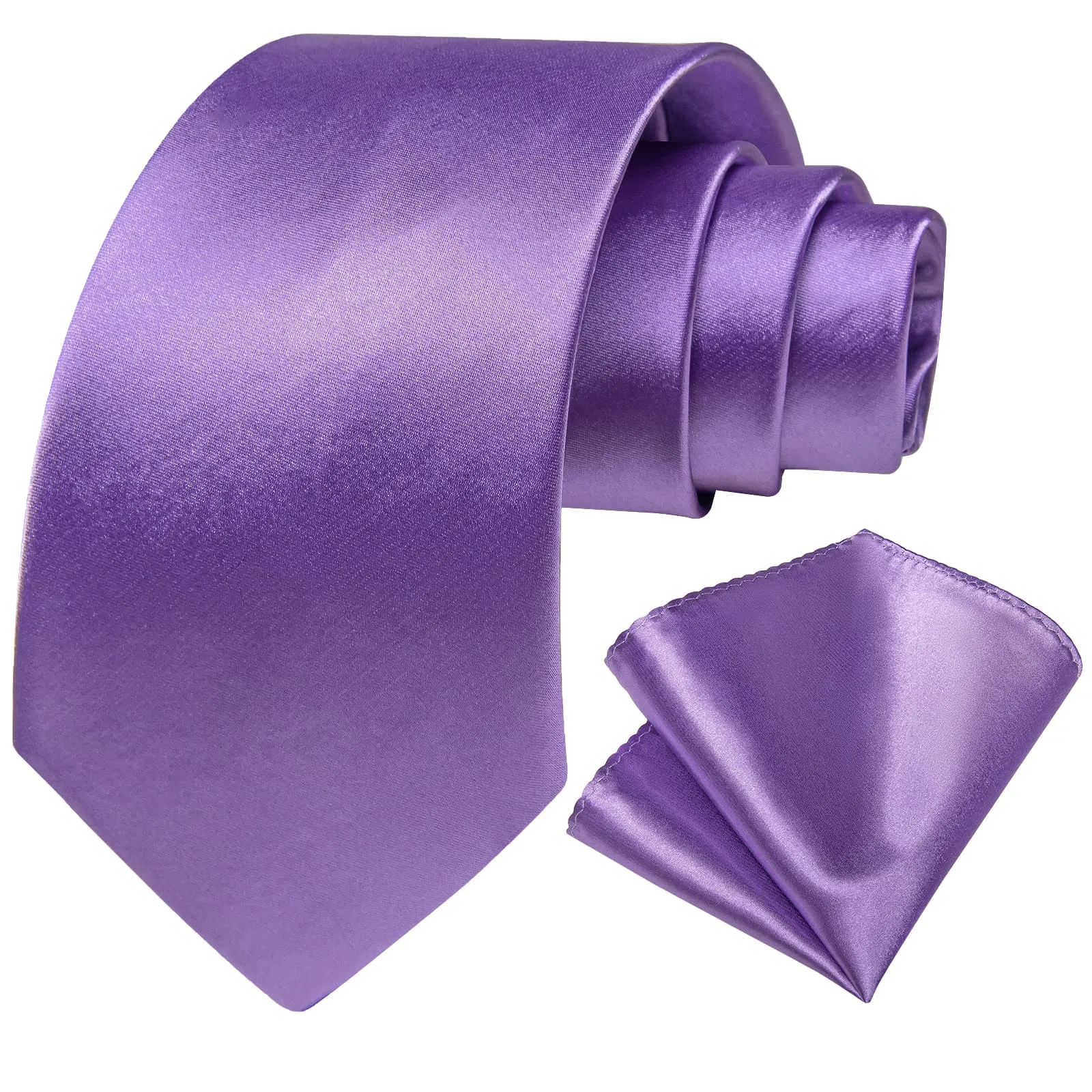 DiBanGu Silk Tie Shining Orchid Purple Solid Mens Formal Business Tie Handkerchief Cufflinks Set