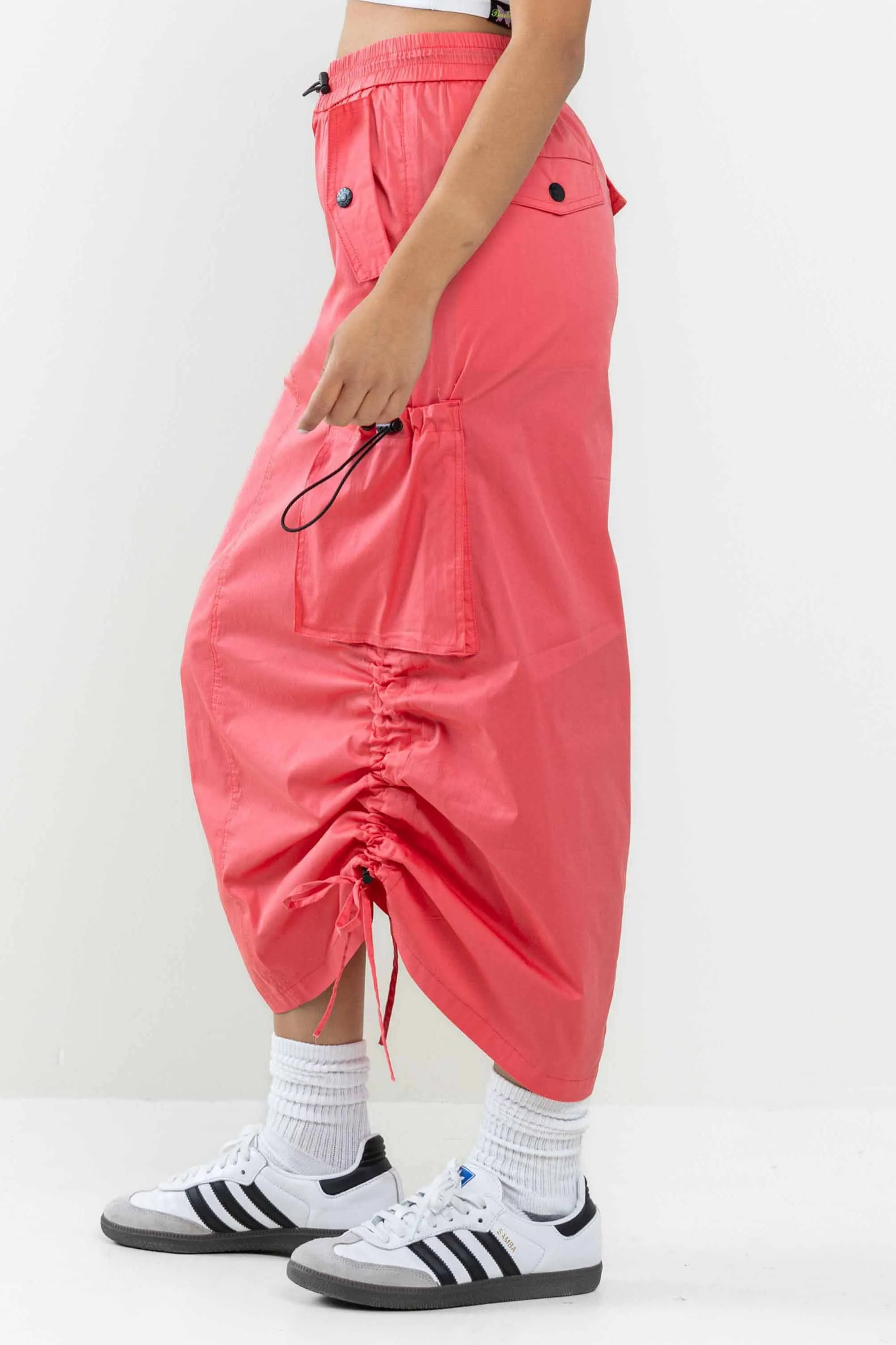 Drawstring Side Flap Y2K Cargo Column Skirt