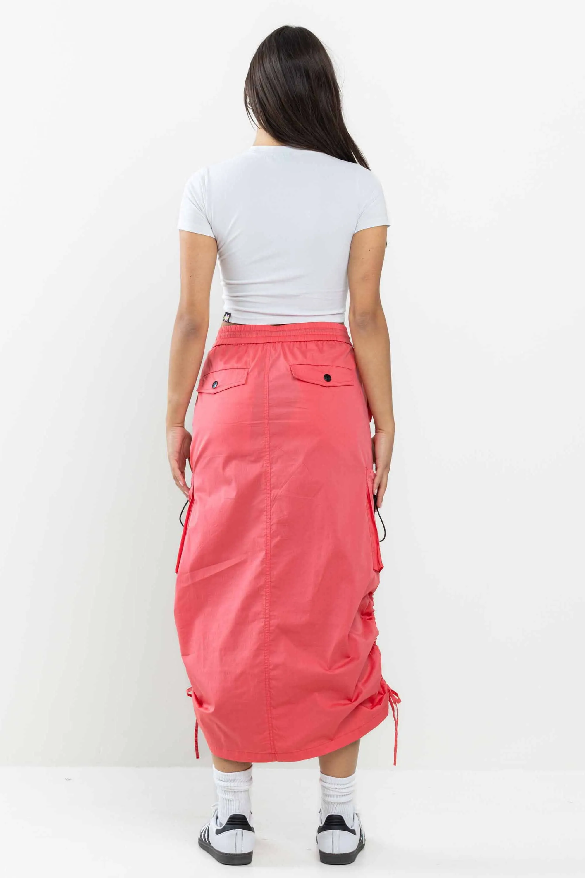 Drawstring Side Flap Y2K Cargo Column Skirt