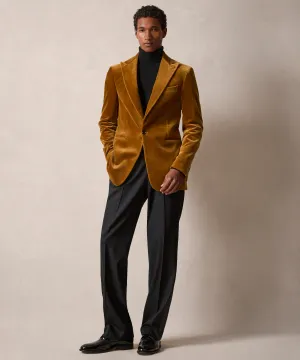 Italian Peak Lapel Velvet Tuxedo in Brass