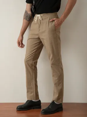 Khaki Striped Loose Pants