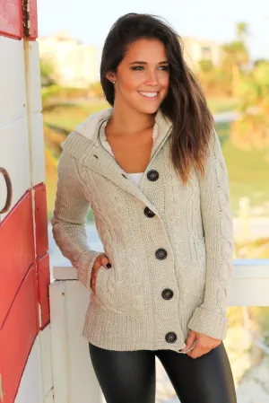 Khaki Sweater With Fur Hood