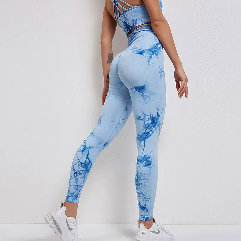 KittenAlarm - Mojoyce Tie Dye Yoga Pants Women Fitness Sport Leggings  Push Up High Waist Workout Seamless Tights Running Yoga Legging