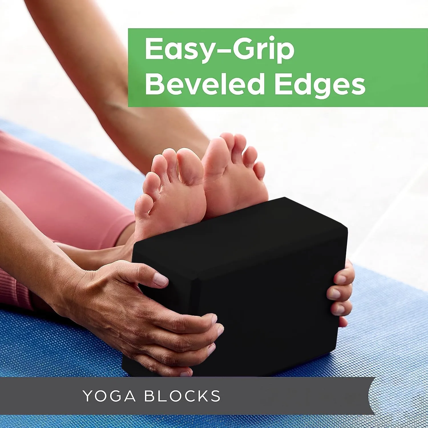 Kuber Industries High-Density Yoga Block|Lightweight & Portable Yoga Brick|Improve Strength & Flexibility-Pack of 2 (Black)