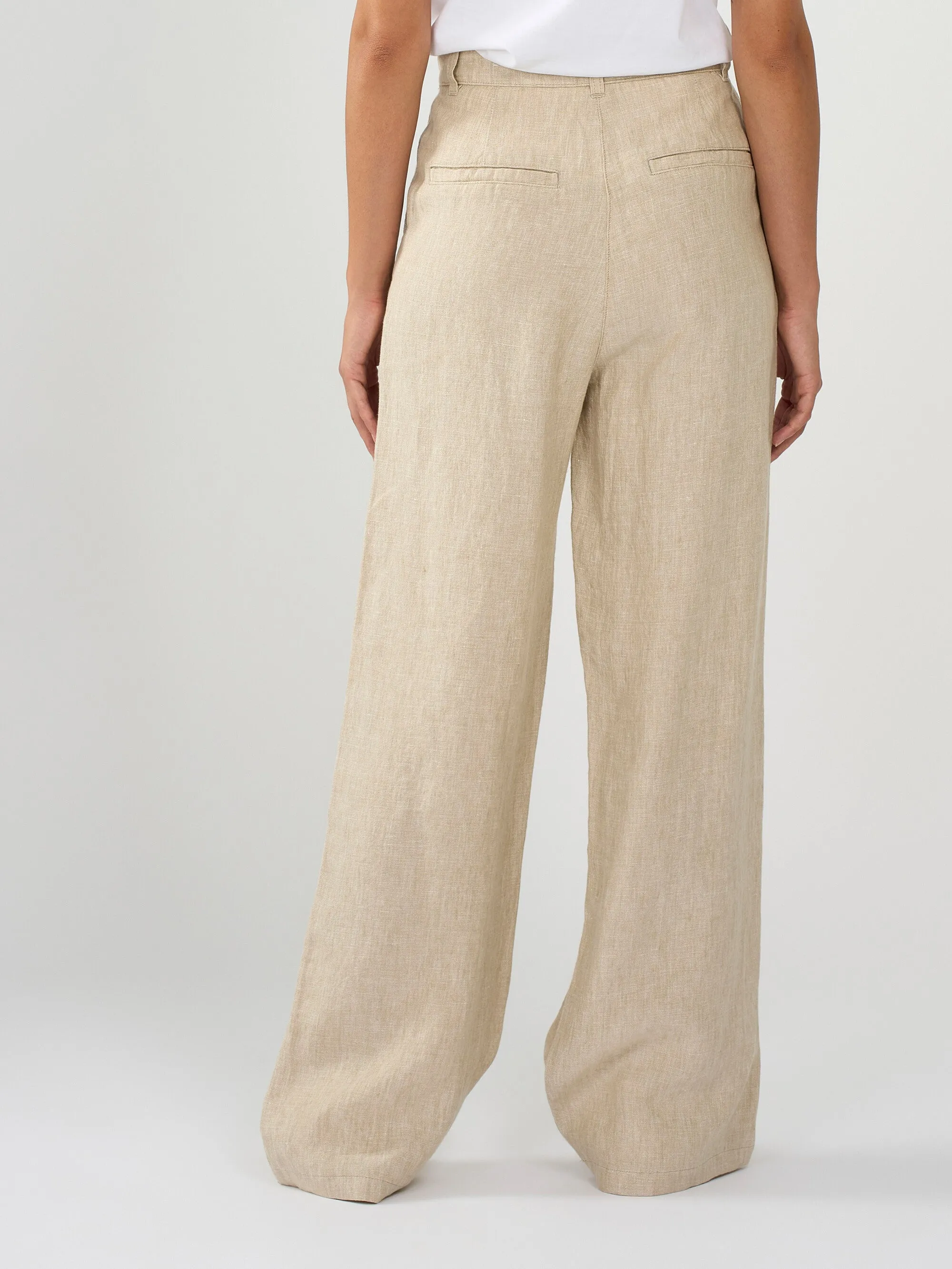 Loose natural linen pants - Light feather gray