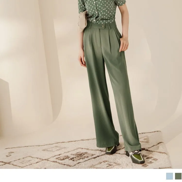 MEDIUM WAIST CHIFFON WIDE LEG LONG PANTS