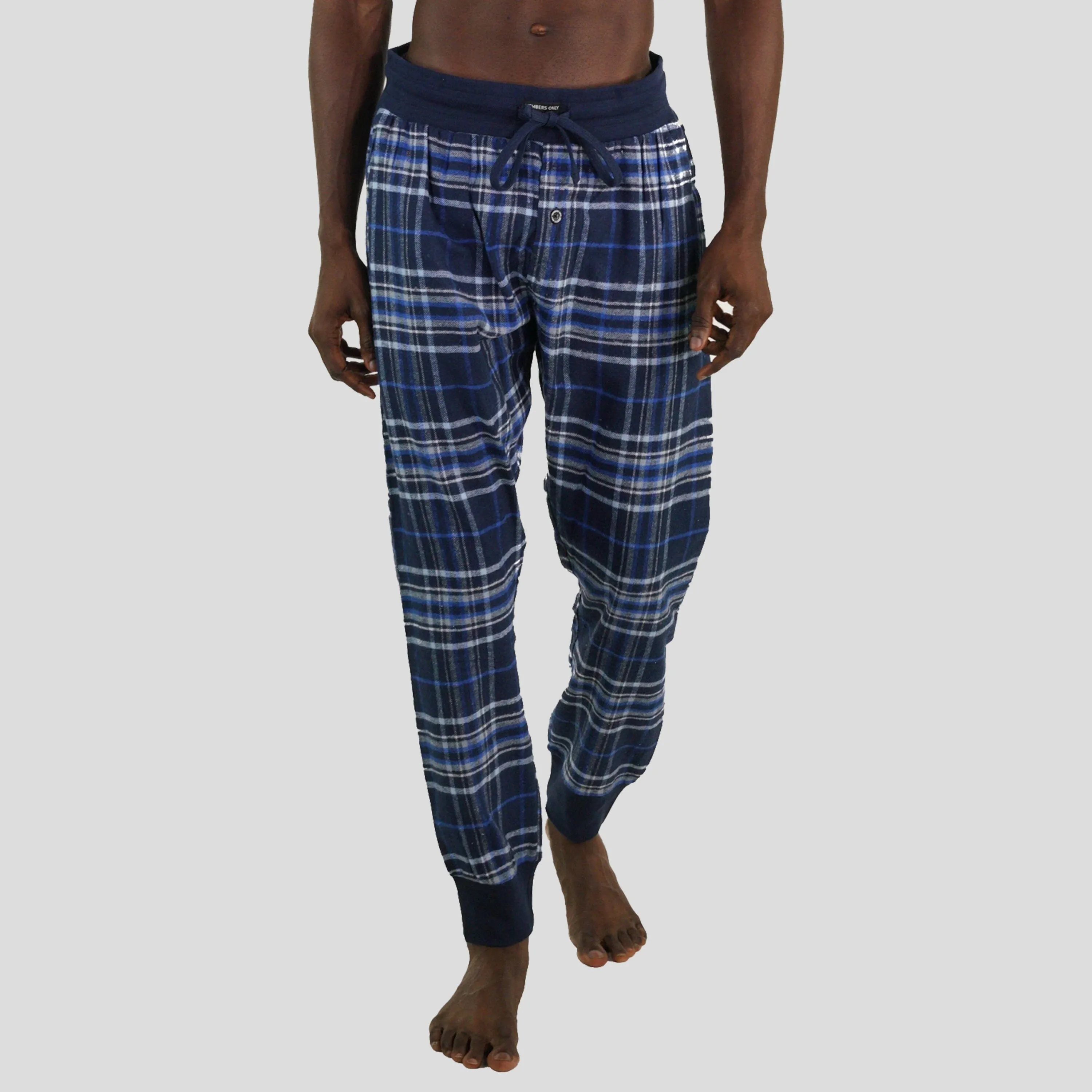 Members Only Men's Flannel Jogger Lounge Pants - GREY/BLUE