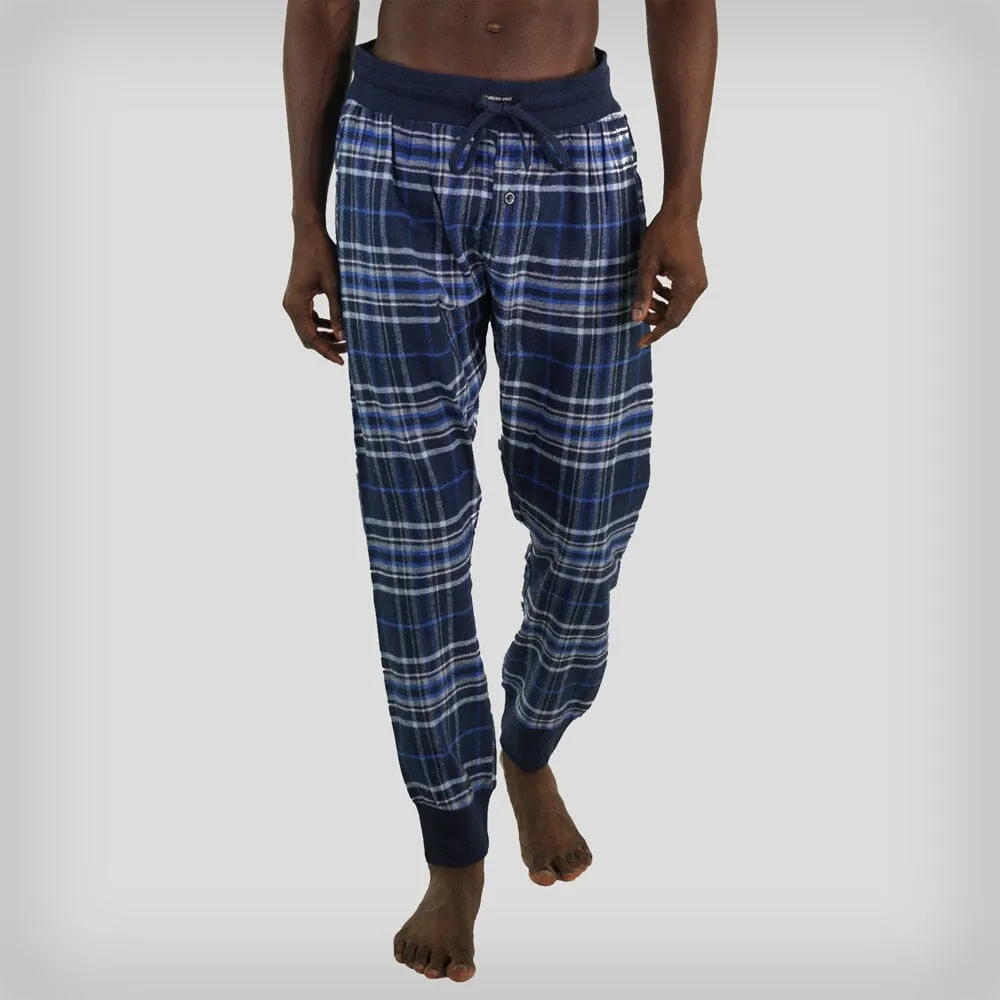 Members Only Men's Flannel Jogger Lounge Pants - GREY/BLUE