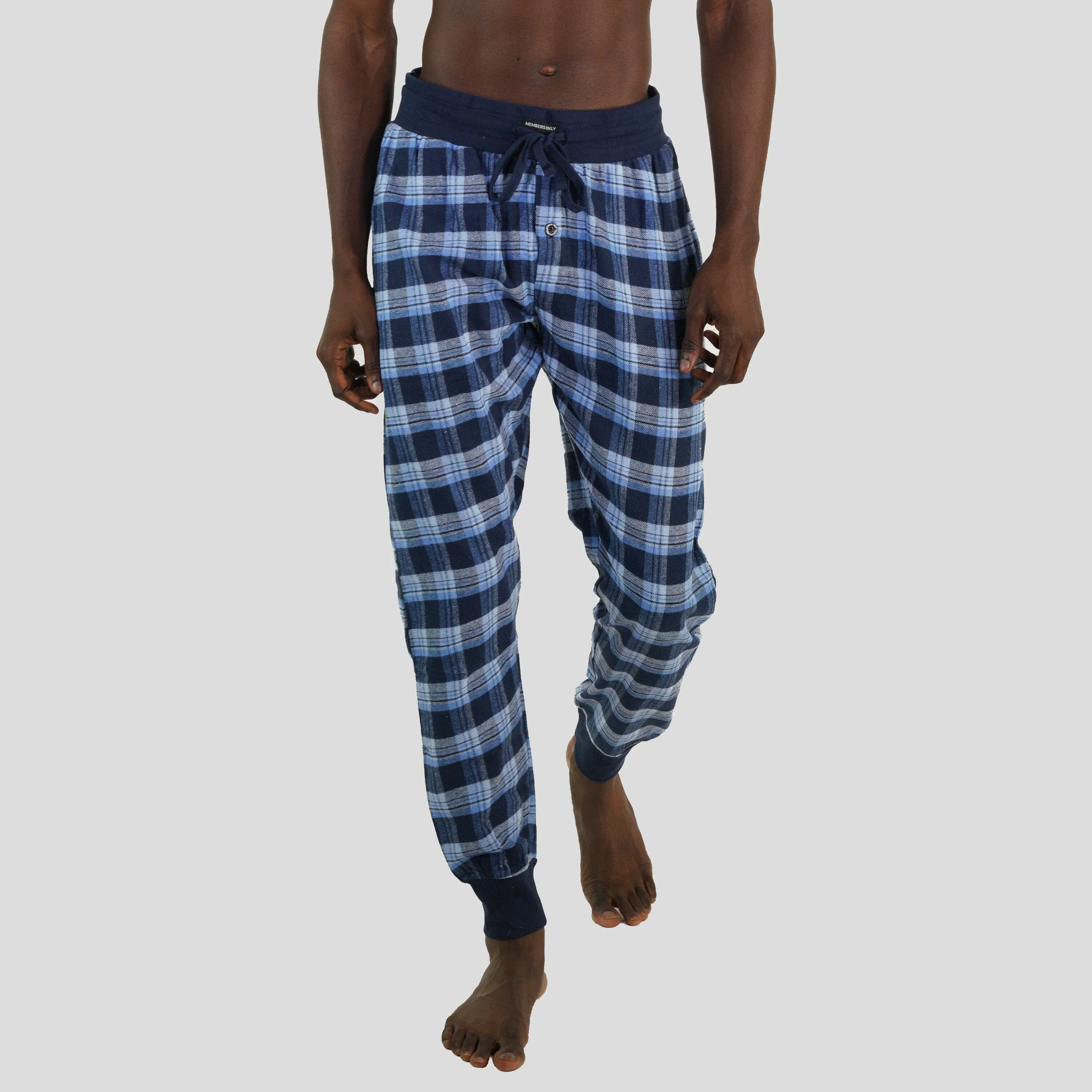 Members Only Men's Flannel Jogger Lounge Pants - LT Blue