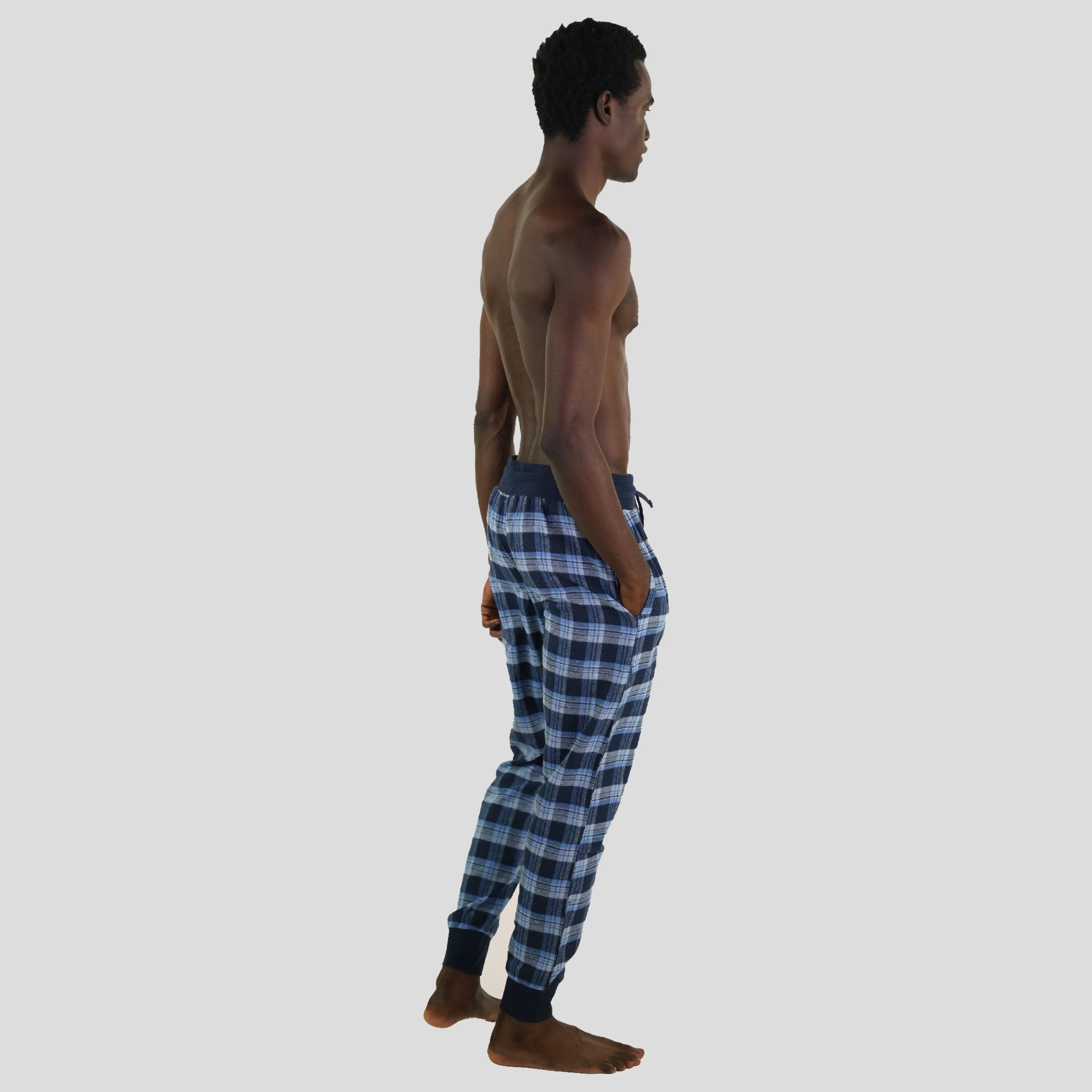 Members Only Men's Flannel Jogger Lounge Pants - LT Blue