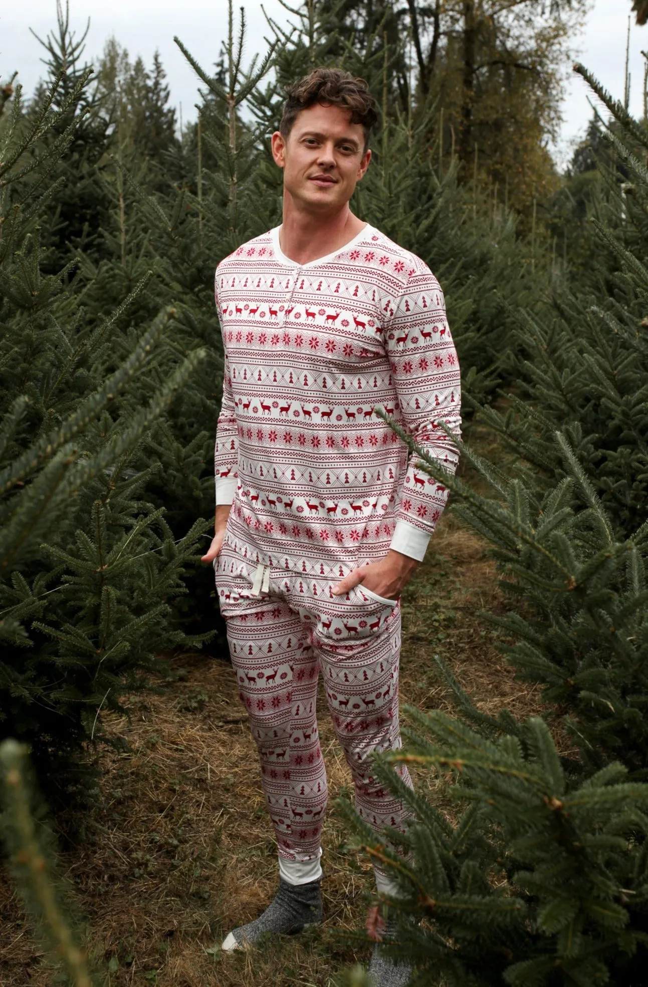 Men's Jogger Set - RED FAIR ISLE