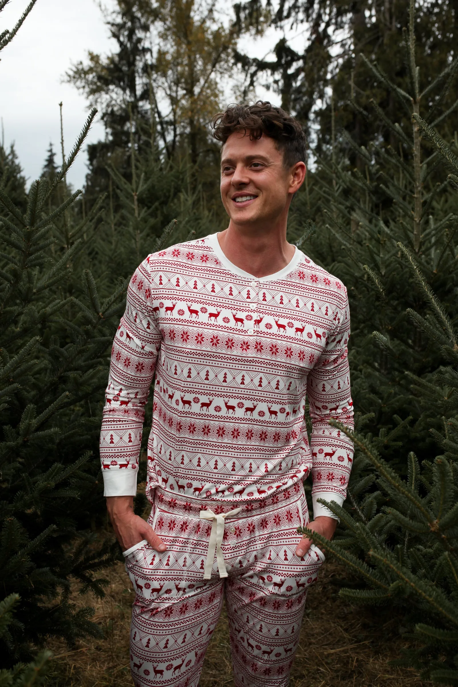 Men's Jogger Set - RED FAIR ISLE