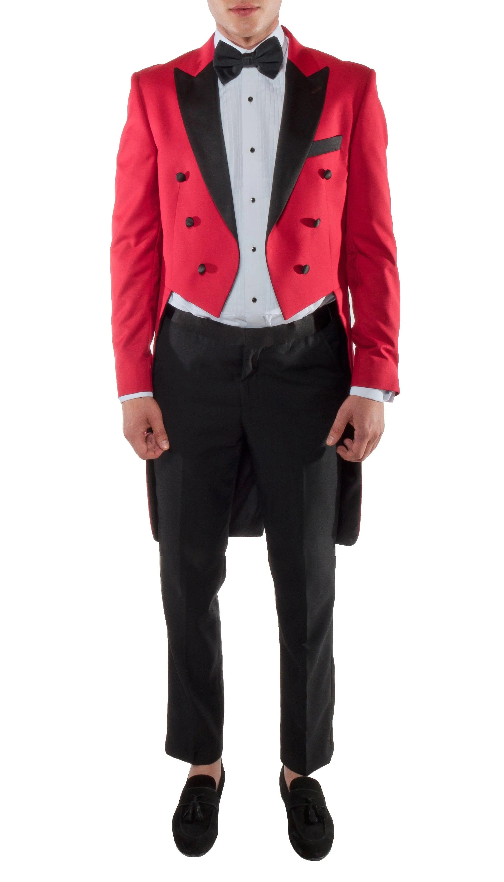 Men's Regular Fit Peak Lapel Red Tailcoat Tuxedo Set