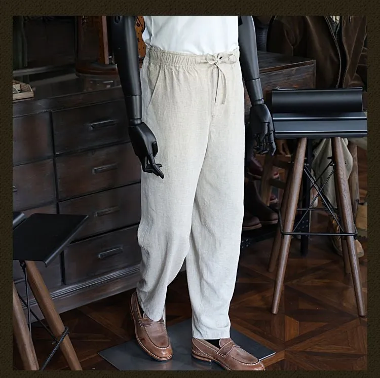 Men's White Linen Pants