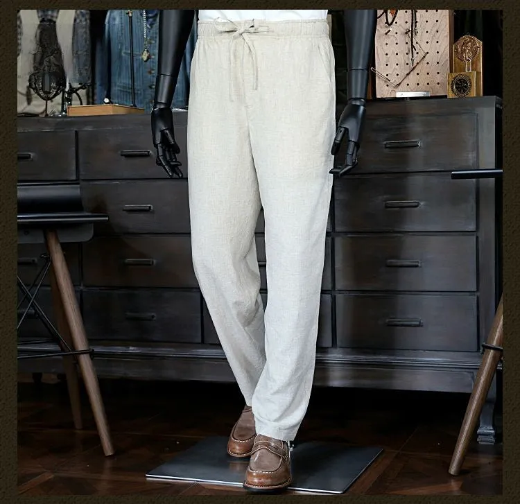 Men's White Linen Pants