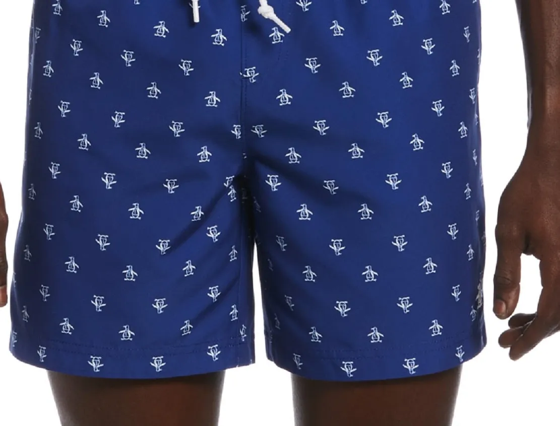 Original Penguin Men's Pete Print Swim Shorts Blue Size XX-Large