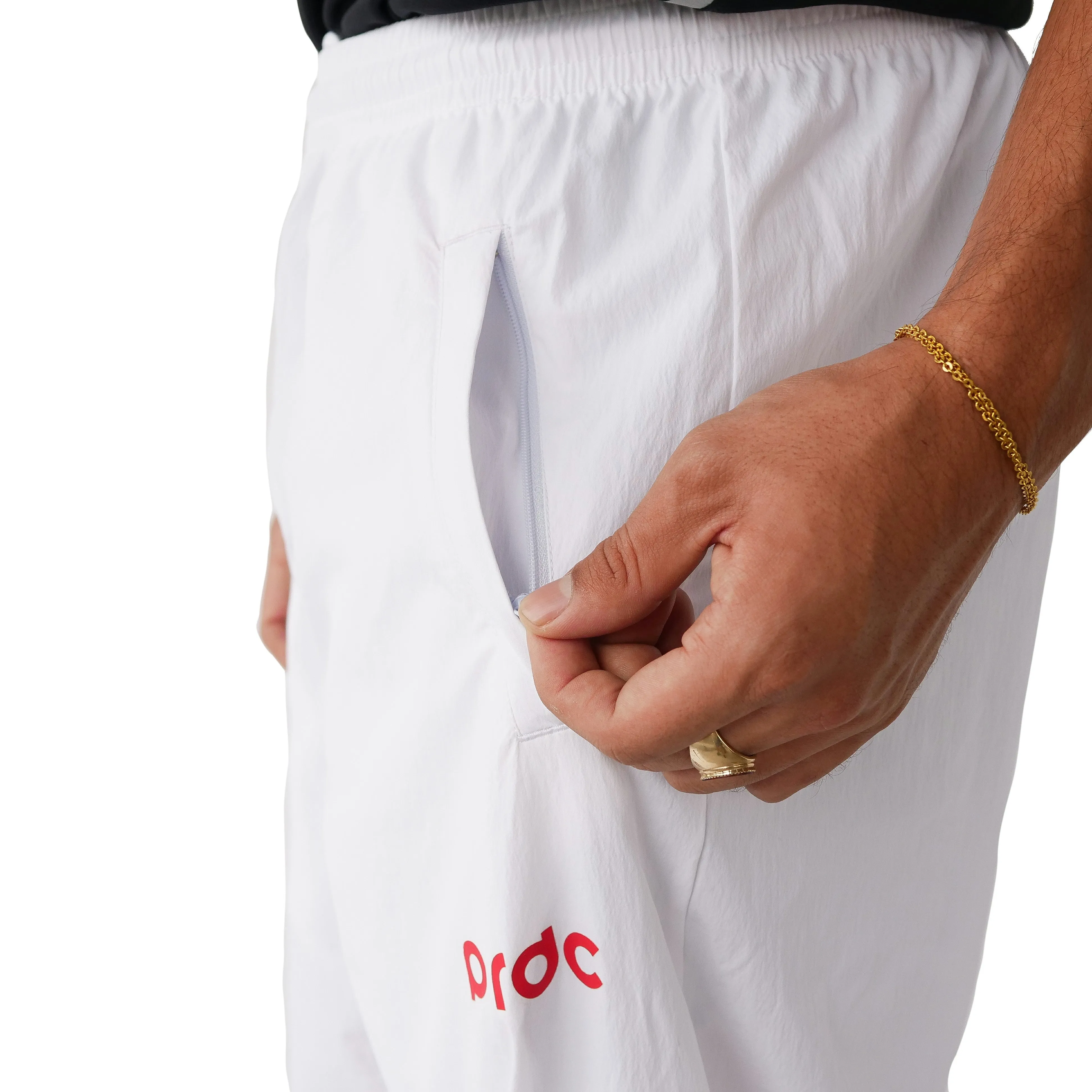 White/Red PRDC Track Pants - Stylish, Comfortable, Athletic Wear