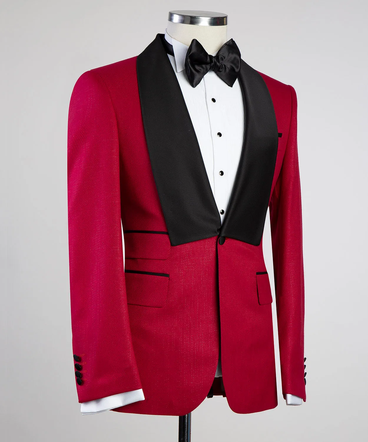 Red Tuxedo With Black Lapel