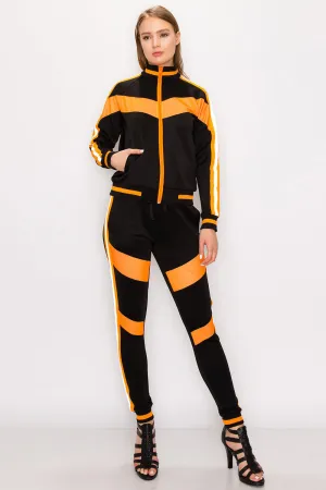 Reflective Neon Striped Track Suit