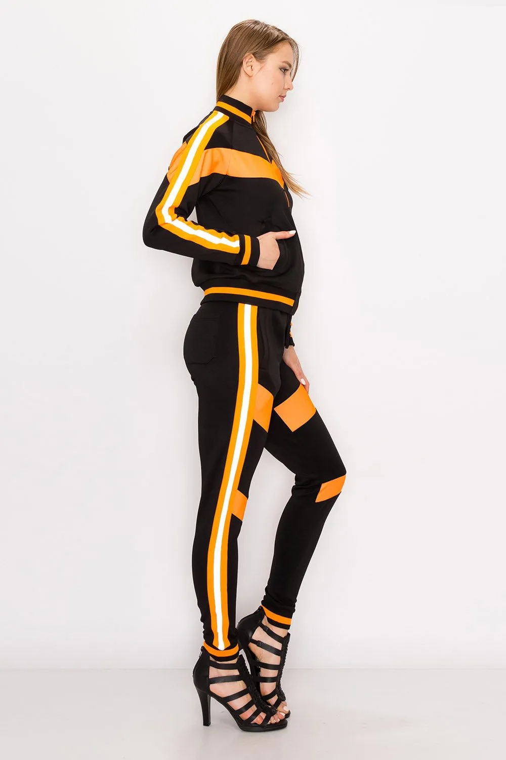 Reflective Neon Striped Track Suit