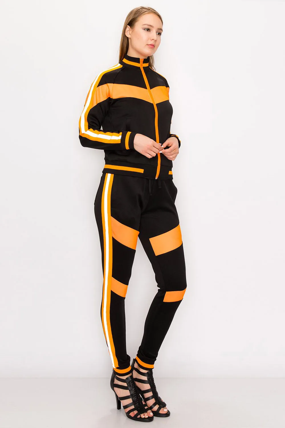 Reflective Neon Striped Track Suit