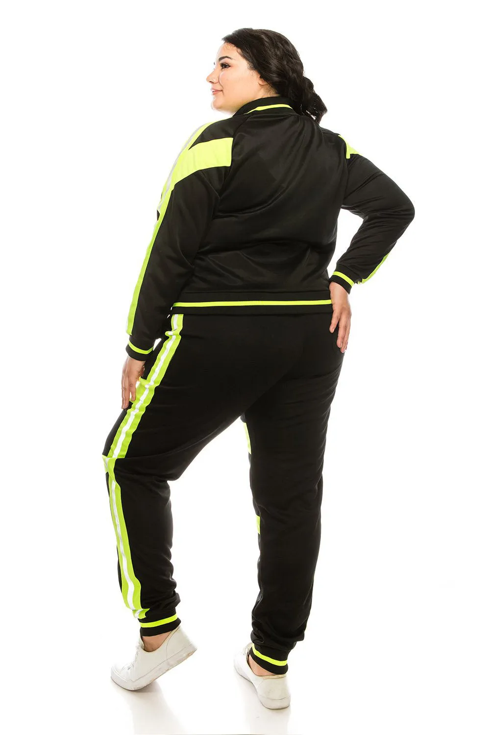 Reflective Neon Striped Track Suit