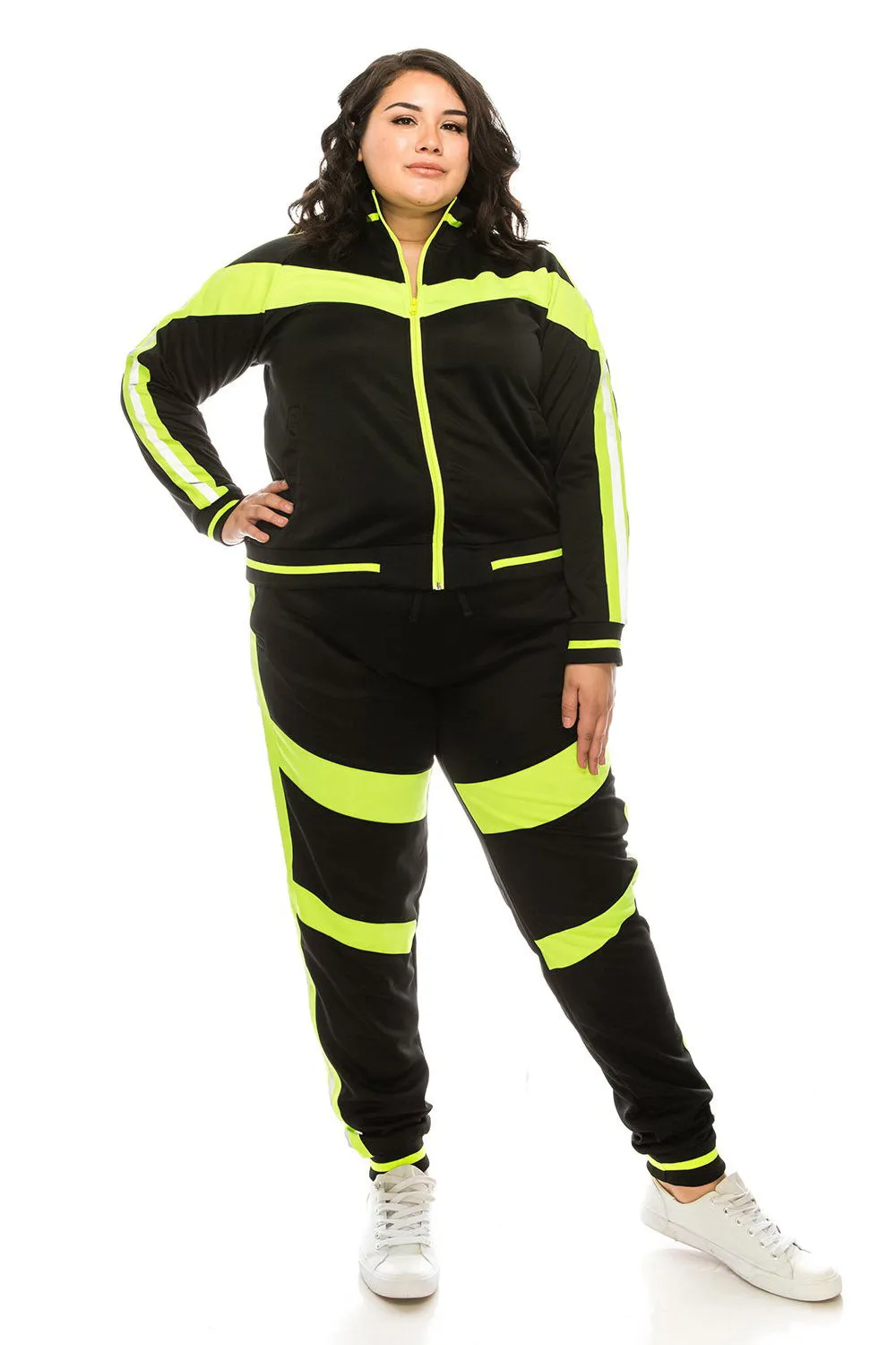 Reflective Neon Striped Track Suit