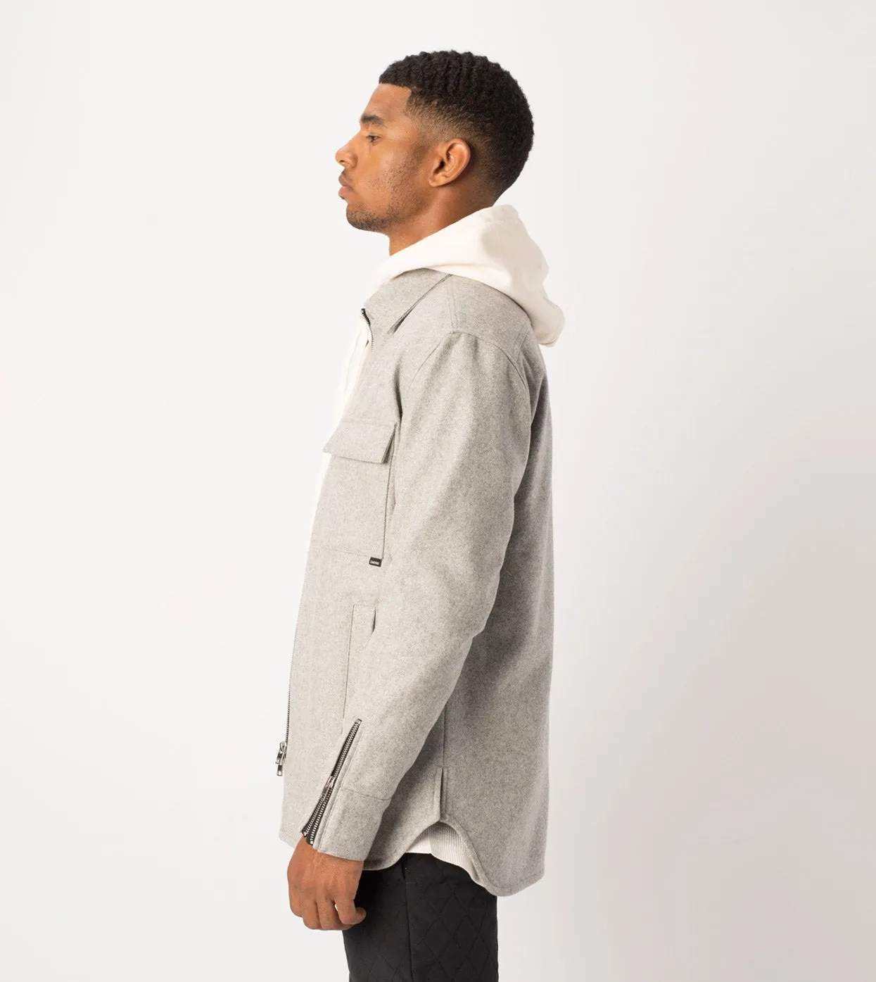 Rugger Shacket Grey Marle - Sale