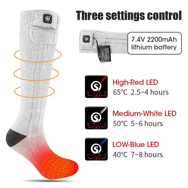 Savior 7.4V Rechargeable Heated Socks For Men Women