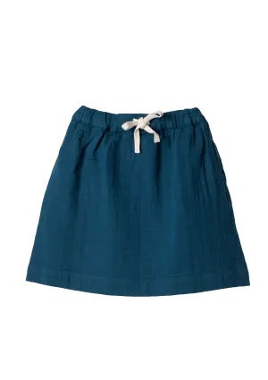 Skirt Play of Colors Petrol-blue organic muslin