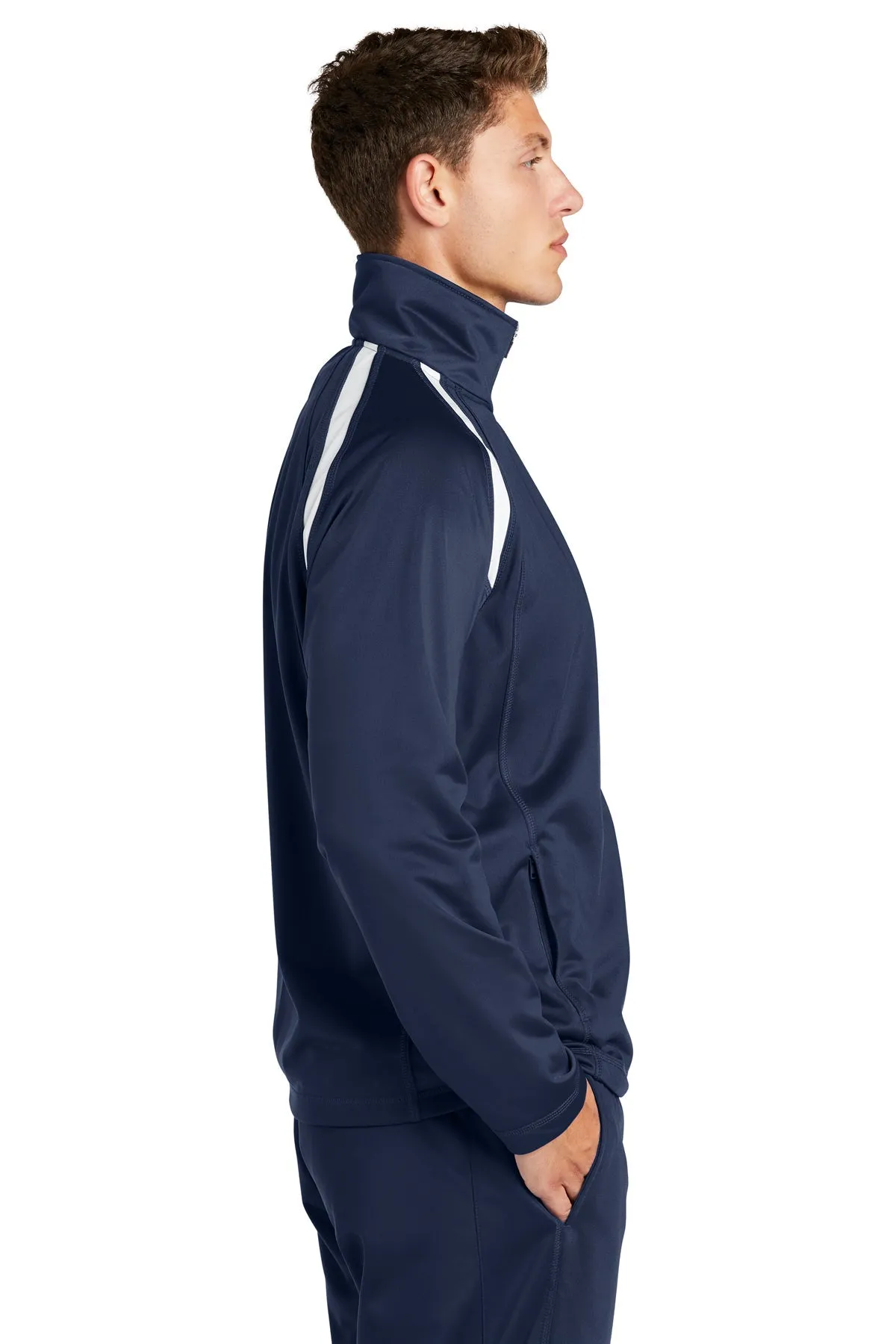 Sport-Tek Tricot Track Branded Jackets, True Navy/White