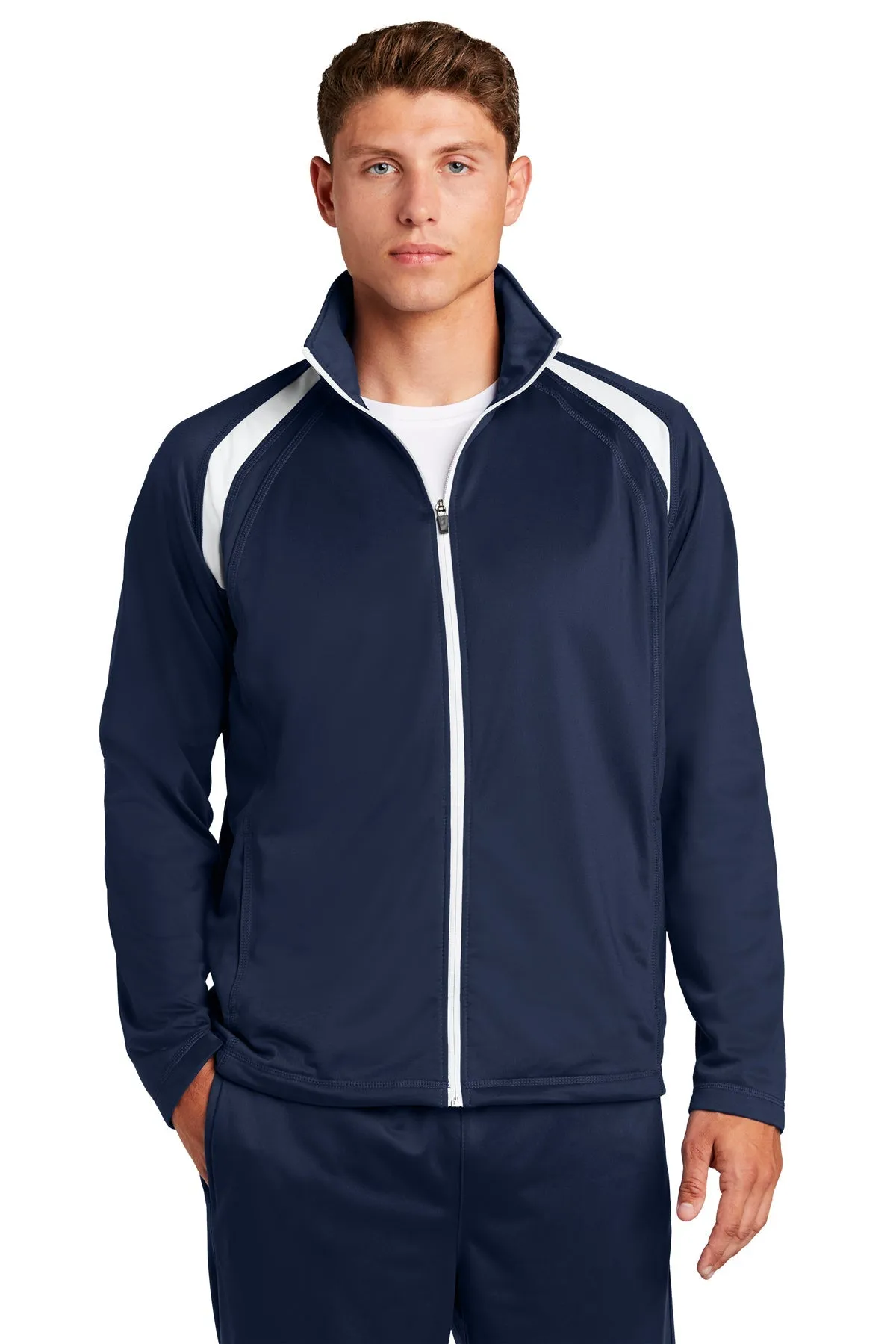 Sport-Tek Tricot Track Branded Jackets, True Navy/White