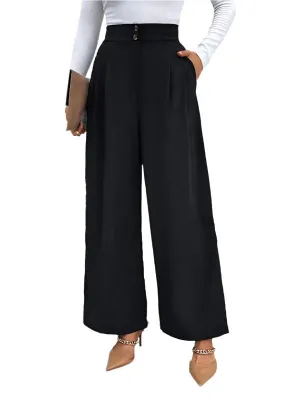 TEEK - Black Elastic Wide Long Pants