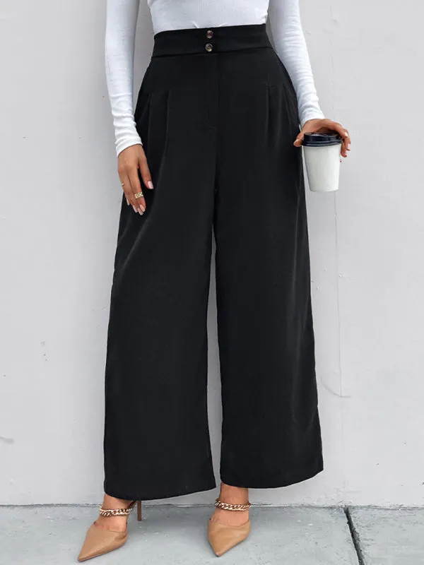 TEEK - Black Elastic Wide Long Pants